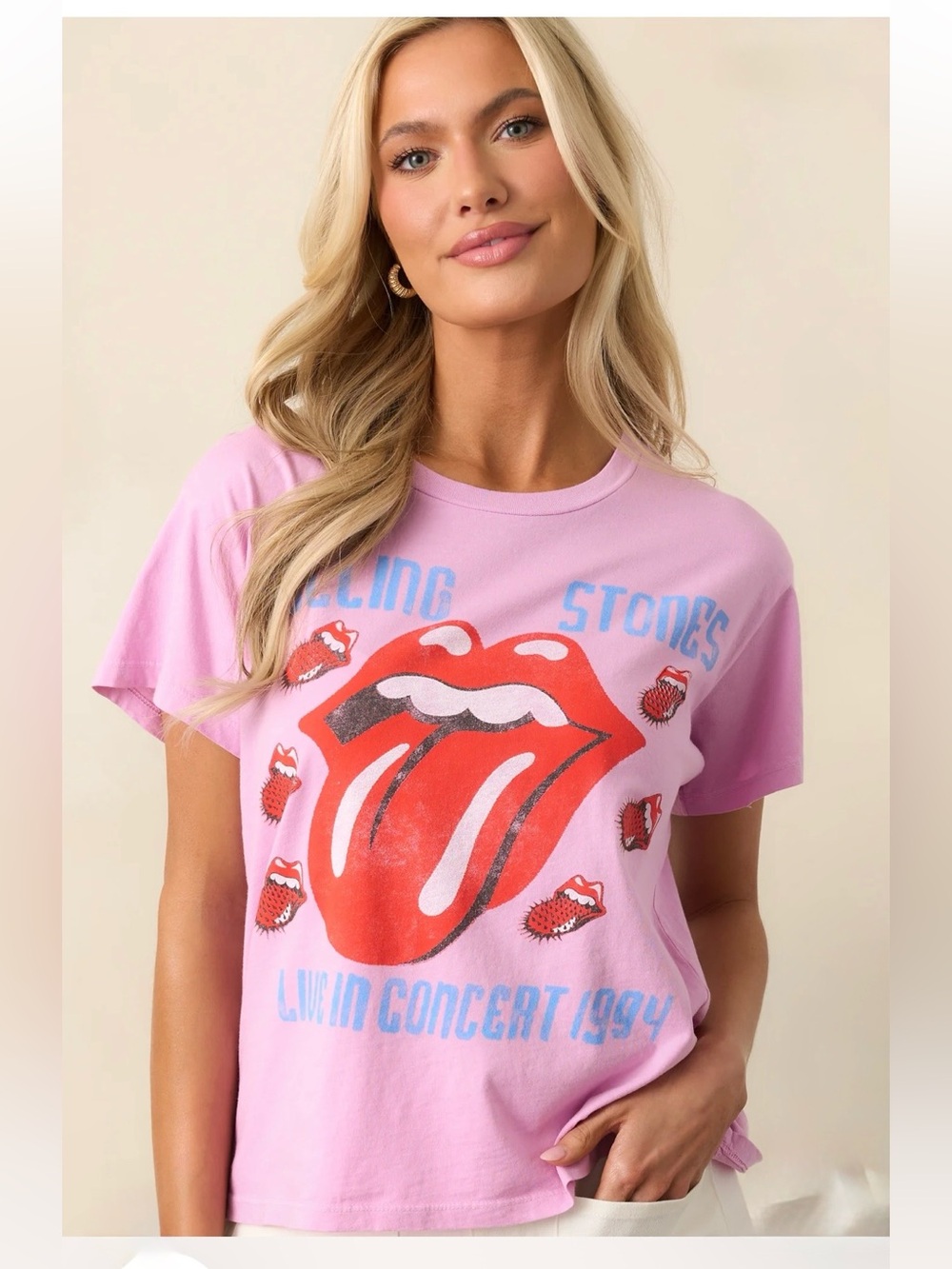 Daydreamer Rolling Stones Pink Short Sleeve Tee